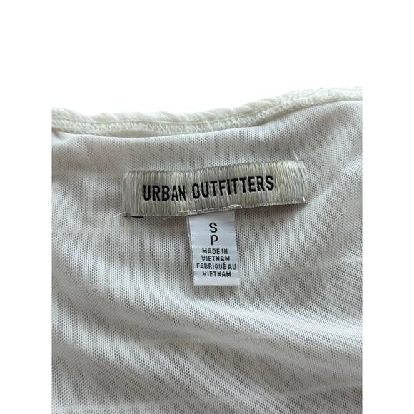 Urban Outfitters White Smocked Lace Babydoll Top Women’s Small Tie Front - Picture 4 of 6